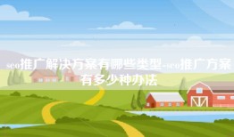 seo推广解决方案有哪些类型-seo推广方案有多少种办法