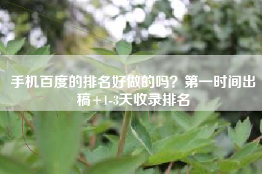 手机百度的排名好做的吗？第一时间出稿+1-3天收录排名